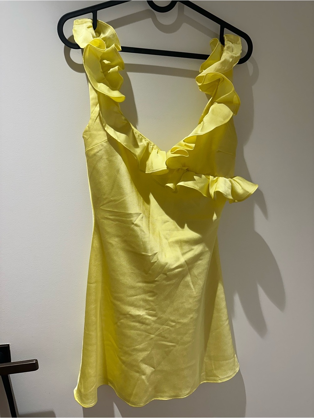 House of CB Yellow Ruffle-Trim Mini Dress